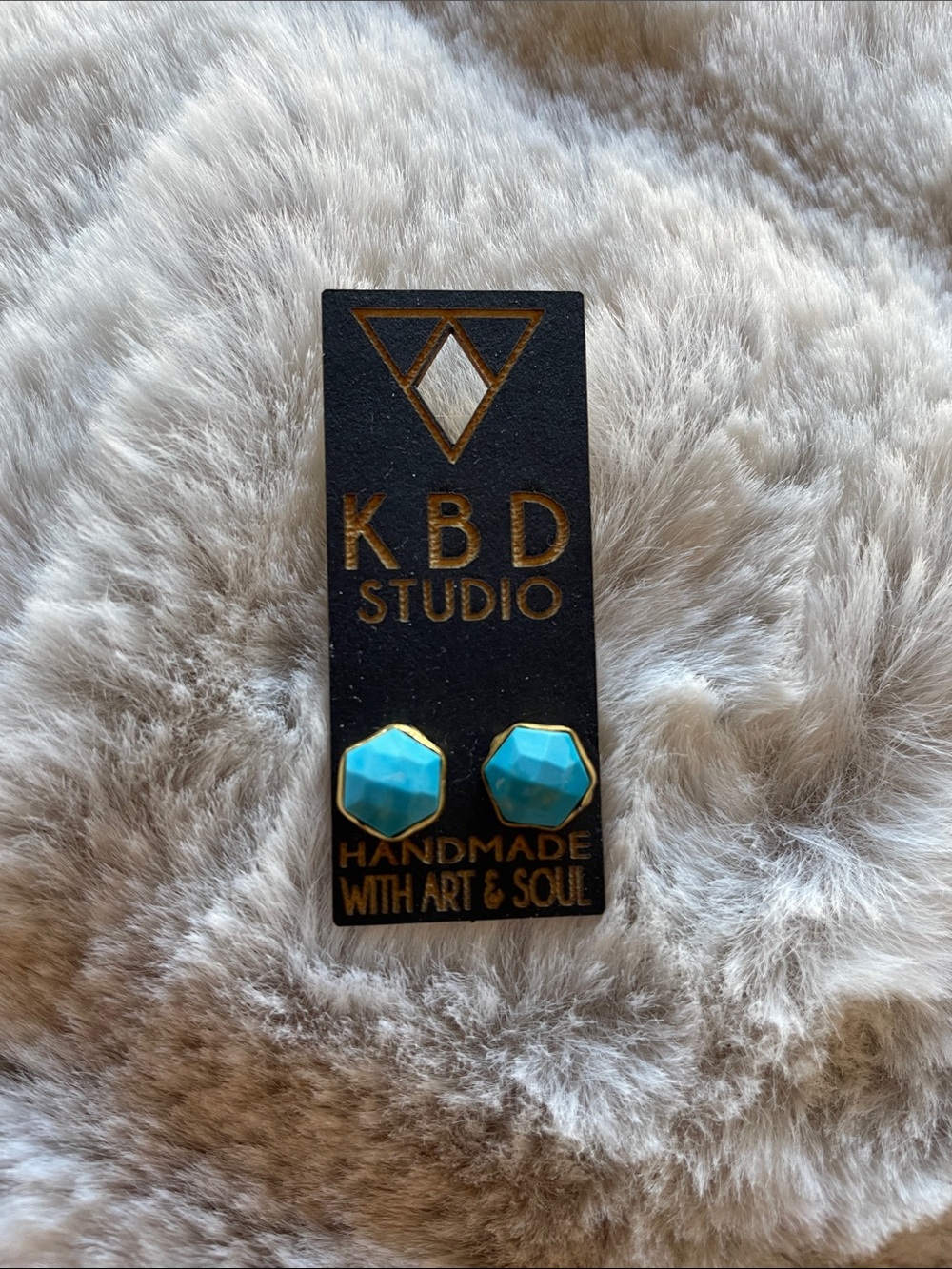 Women’s Turquoise Hexagon Stud Earrings - Handmade